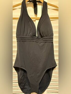 Robin Piccone Black V-Neck One-Piece Swimsuit